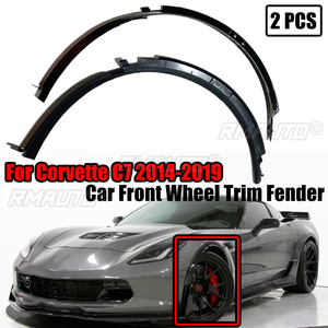 Pour Corvette C7 2014-2019, 2 pièces, garnitures de passage de roue avant en fibre de carbone aspect noir brillant, style GM - Product Image 1