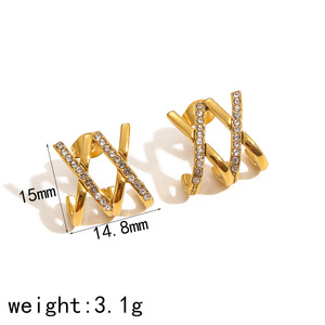 Pendientes Geométricos de Diamantes en Oro de 18k, Corte Baguette, Diseño de Gancho Curvo, Joyería Exclusiva de Alta Gama para Uso Diario - Product Image 4