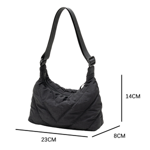 Black Quilted Women Tote Bag Shoulder Handbag <b>Large</b> Capacity Casual Shopping Travel <b>Purse</b> - Product Image 2