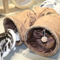 Lit tunnel pour chat en suède, universel toutes saisons, design droit monobloc, pliable, lavable, respirant, pour l'intérieur, anti-ennui