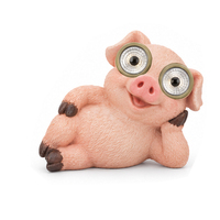 Statue de cochon solaire mignonne pour jardin, décoration extérieure, cadeau, éclairage extérieur, fabriquée en usine BSCI