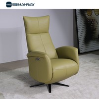 Fauteuil inclinable pivotant électrique en cuir véritable moderne sur mesure en gros pour salon