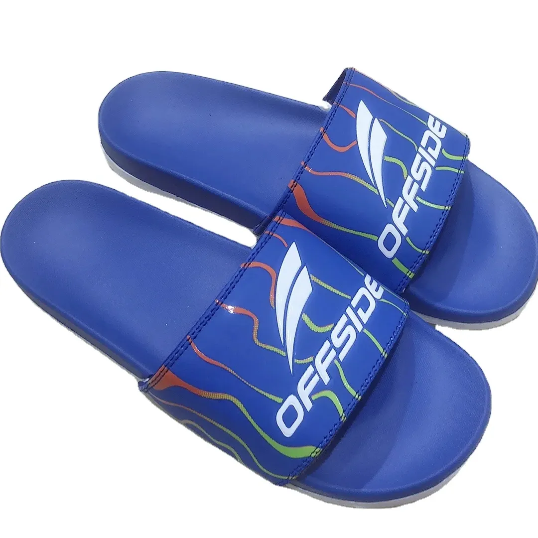 Slides promocionais para homens ao ar livre com logotipo 3D estampado em relevo couro PU Eva PE sandálias chinelos personalizados
