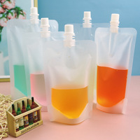Emballage personnalisé pour boissons, sachet debout transparent en plastique liquide, sachet debout avec bec verseur
