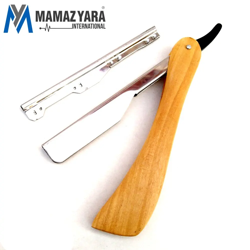 プロの理髪店シェービングストレートかみそりカットスロート折りたたみナイフ木製ハンドルMYI-BTY-00175