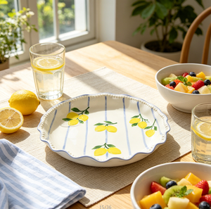 Cuchillo para Mantequilla de Acero Inoxidable con Mango de Cerámica con Diseño de Limón en Relieve y Rayas Púrpuras, para Servir <span class=keywords><strong>Queso</strong></span> en la Mesa - Product Image 6