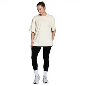 Wholesale Women's Oversized Drop Shoulder <b>T</b>-<b>Shirt</b> 100% Cotton Casual Loose Fit Tee OEM ODM Custom Logo Private Label Manufacture - Product Image 4