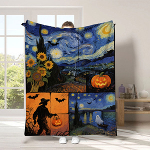 Manta Vintage con Diseño de Terror, Brujas, Calabazas y Fantasmas, Personalizada para Sala de Estar o Dormitorio, Regalo de Halloween - Product Image 3