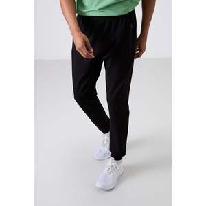 Pantalones Deportivos Negros para Hombre Rory, Pantalones de Chándal de Mezcla de Algodón con Cintura Elástica y Cordón Ajustable para Uso Casual - Product Image 4