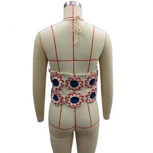 Femmes Vintage <span class=keywords><strong>Crochet</strong></span> Vest 90s Style Floral Coloré <span class=keywords><strong>Granny</strong></span> Carré Tricoté Cami Top pour L'été Court Belle Fleur - Product Image 3