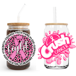 Lucha contra el cáncer <span class=keywords><strong>de</strong></span> <span class=keywords><strong>mama</strong></span> conciencia UV DTF transferencias pegatinas calcomanías para Libbey tazas frías tazas vaso impermeable DIY Craft - Product Image 1