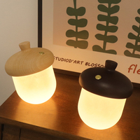 Nouvelle lampe ambiante LED de lit de gland de base en bois pour la décoration de lit à la maison