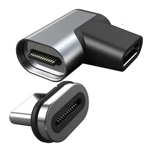 Konverter Adaptor Pengisi Daya Cepat Magnetik Kanan/Kiri 24Pin 8K/4K 40Gbps Transmisi Tipe-c Konektor Magnet Jantan Ke USB C Betina