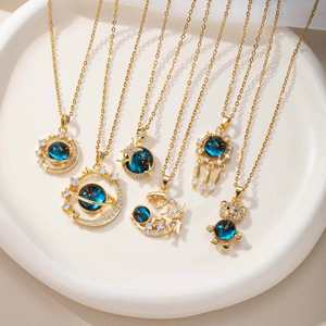 Collar de diamantes de circón de cielo estrellado de mariposa de titanio de lujo ligero para mujer Collar cadena joyería de compromiso de boda - Product Image 2