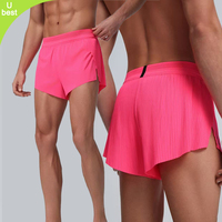 Shorts de course plissés pour hommes, ultra légers, à fente de 3 pouces, séchage rapide, respirants, pour la course sur piste et sur l'herbe