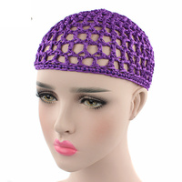 Bonnet de nuit au crochet fait à la main filet à cheveux en maille femmes sommeil chapeau de nuit couverture Turban tricoté filets d'enveloppement de cheveux