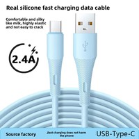 Cable de Carga Rápida USB-A/Tipo-C de Silicona Agradable al Tacto, 1m, Transmisión de Datos, Conductor de Cobre Puro para iPhone, Computadora, Cámara