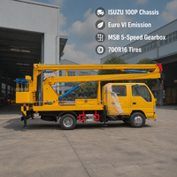 Новый дизельный автогидроподъемник Isuzu с узким кузовом, 12 м, 130 л.с., Евро-6, двухсекционная складная стрела, для работы в узких проезжаемых полосах