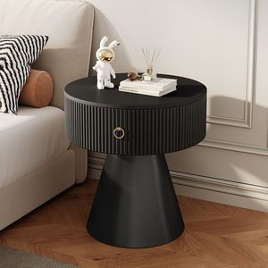 Cream-Colored Marble Top Nightstand With <b>Storage</b> Drawer For Bedroom Use - Product Image 3