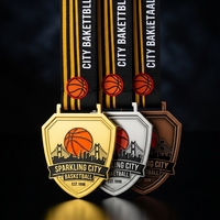 Médailles de basket-ball en métal premium 3D en relief avec design étoile et cercle, or, argent, bronze pour les ligues et les tournois