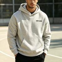 Hoodie katun ukuran besar khusus musim dingin OEM, unisex, dengan sablon flock