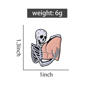 面白いスケルトンバットエナメルピンクリエイティブスカルメタルブローチラペルピンバッジバックパックアクセサリーハロウィーンパンクジュエリーギフト - Product Image 6