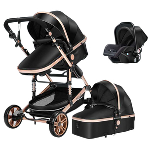 รถเข็นเด็กแบบพกพา 3 in 1 สีดำ น้ำหนักเบา หรูหรา ปรับได้หลายระดับ ใช้ได้ทั้งแบบเดินทางและแบบนั่ง - Product Image 1