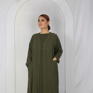 Abaya Ligera de Lino para Verano, Color Negro Premium, Ropa Moderna y Modesta para Mujer - Product Image 1
