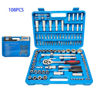 Profissional 108 Pcs Conjunto Chave Soquete, 1/4 "<span class=keywords><strong>3</strong></span>/8" 1/2 "Drive Ratchet Tool Kit com Case, para Auto Reparação e Manutenção - Product Image 1