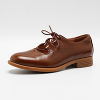 Chaussures à talons bas pour femmes, style vintage, effet usé, découpées, à lacets, 8 cm, souples, légères, respirantes, tendance printemps-été-automne