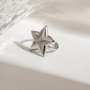 Star Cocktail <b>Ring</b> Stainless Steel Unisex Modern Fashion Jewelry Waterproof Hypoallergenic - Product Image 2