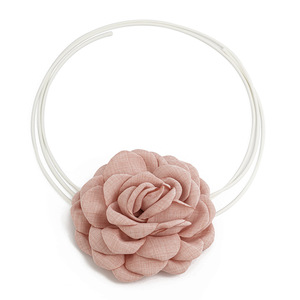 Colliers de fête pour mariée, fête de mariage, été, cordon en cire réglable, grande fleur en tissu rose, colliers floraux, collier ras du cou pour femmes - Product Image 3