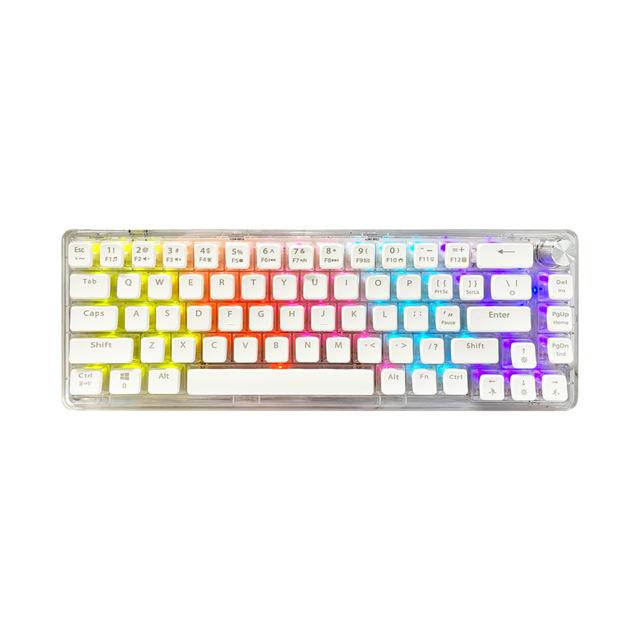 Keywin MK28 Transparent Mechanical Keyboard with RGB Luminous Pudding Keycaps Metal Knob Wired Gaming & Office Use