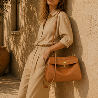 Sacs à main en cuir véritable de luxe avec logo personnalisé, vente en gros d'usine OEM, sac à bandoulière vintage en cuir de croco gaufré pour femme, idéal pour le bureau