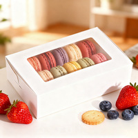 Boîte à macarons en papier avec couvercle en plastique transparent pour biscuits, guimauves, bonbons, fraises, chocolat