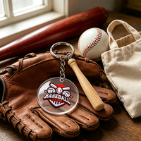 Porte-clés d'équipe de baseball, logo personnalisé, vente en gros, impression UV personnalisée, acrylique, cadeau pour les fans de sport, souvenir OEM