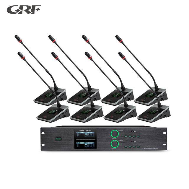 UHF Wireless Conference Microphone System 1-to-8 with Type-C Charging & IPS Display