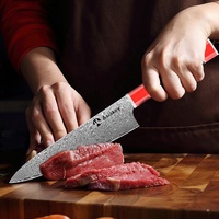 Ensemble de couteaux de cuisine japonais Damas en acier inoxydable Chef avec ébène rouge turquoise et bois