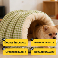 Maisonnette pour chat d'intérieur isolée, lit pour chat, nid fermé pour animaux de compagnie, lit-caverne en coton épais, amovible et lavable, pour Teddy et Bichon