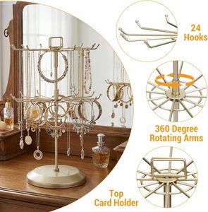 Support de présentation de bijoux en métal au design unique et moderne avec accents géométriques et base stable pour mettre en valeur votre collection de bijoux - Product Image 3