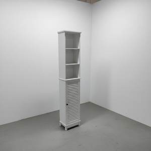 Armoire à linge Louvre, armoire haute avec compartiments, armoire étroite pour salle de bain, tour à linge en bois avec porte et étagère de rangement réglable - Product Image 5