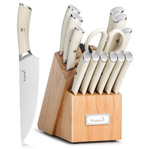 Set <span class=keywords><strong>di</strong></span> <span class=keywords><strong>Coltelli</strong></span> da Chef <span class=keywords><strong>Professionali</strong></span> Kuisine Nuovo Modello con Manico in ABS Bianco Avorio 15 Pezzi con <span class=keywords><strong>Ceppo</strong></span> in Legno Naturale - Product Image 6