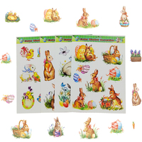 Autocollant lapin et œufs de Pâques pour la décoration de la chambre de bébé, autocollant pour fenêtre de réfrigérateur, décoration de la maison