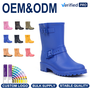 Bottes <span class=keywords><strong>de</strong></span> <span class=keywords><strong>pluie</strong></span> mi-mollet en PVC pour femmes, légères, imperméables, antidérapantes, pour jardin et extérieur - Product Image 1