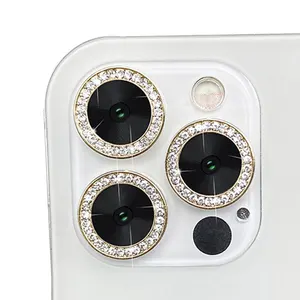 Hot Sale Glitter Diamond Lens Protector Ring Camera Glasses For iPhone 13/12/11 Pro Max Metal Camera Cover Phone Ring Glass