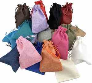 Pochettes à bijoux en lin, sacs en jute pour mariage, sacs cadeaux en toile de jute avec cordon de serrage - Product Image 2