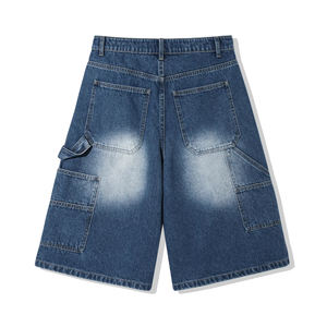 Özel yüksek kalite Vintage orta katlı erkek <span class=keywords><strong>Denim</strong></span> şort gevşek sıkıntılı asit-yıkanmış Trendy kot erkekler için kısa - Product Image 6
