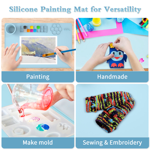 Tapis de dessin en silicone réutilisable OEM pour enfants, avec gobelet de lavage, tapis de dessin artistique lavable pour enfants, tapis de station d'art - Product Image 5