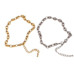 Chaîne <span class=keywords><strong>de</strong></span> <span class=keywords><strong>cheville</strong></span> OEM plaquée or 14 carats motif <span class=keywords><strong>grain</strong></span> <span class=keywords><strong>de</strong></span> café pour femme, en acier inoxydable, bijou d'été pour la plage, accessoire résistant à l'eau et inaltérable - Product Image 1