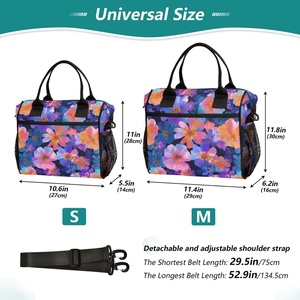 Colorful Flower Custom Design Full Print Aluminum Foil Cooler Tote Women Insulated Lunch Bag with Adjustable Shoulder Strap - Product Image 2